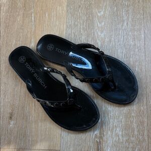 Tory Burch Glossy Black Sandals